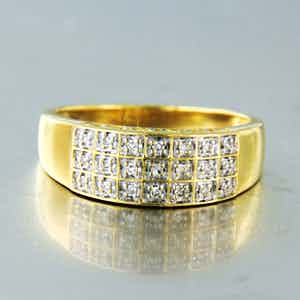 18K Goud - geelgouden ring met 0.10 ct single cut geslepen diamanten verkocht voor € 200!