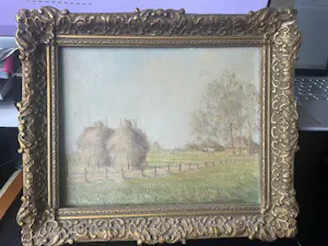 Buy Jacques Pijnenborg - Twee hooimijten Brabants landschap? Bid from 30!