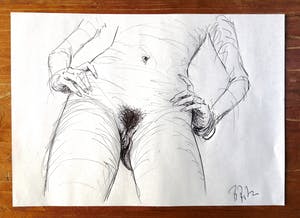 Niet of onleesbaar gesigneerd - Handgesigneerde pentekening - Naakt, erotisch kopen? Bied vanaf 1!