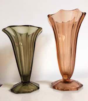 Val-Saint-Lambert - Art Deco 2 Luxval glazen vazen verkocht voor € 30!
