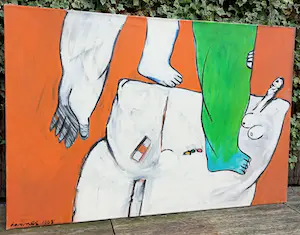 Hannes Postma - Figuren, olieverf op doek (groot!) kopen? Bied vanaf 250!