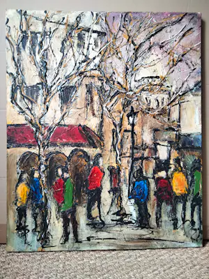 Jean-Jacques Marie - Vue de Montmartre, place du Tertre (Paris) kopen? Bied vanaf 300!