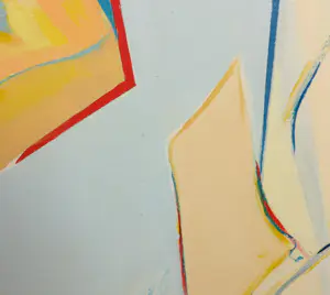 Hanneke Krijgsman-Kop - Acryl op doek, Compositie in geel en blauw - Ingelijst kopen? Bied vanaf 1!