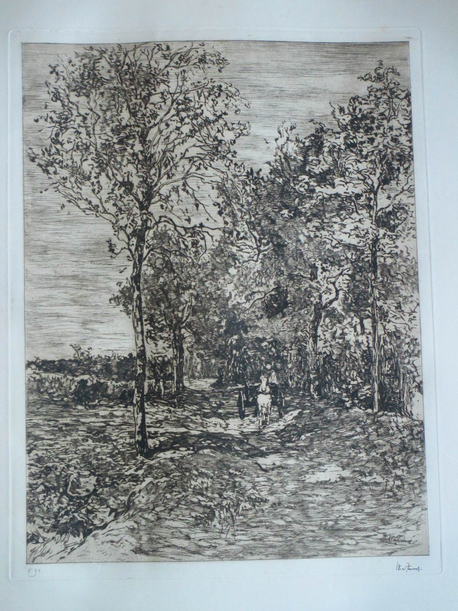 Willem de Zwart - Laantje met wagen - Ets kopen? Bied vanaf 65!