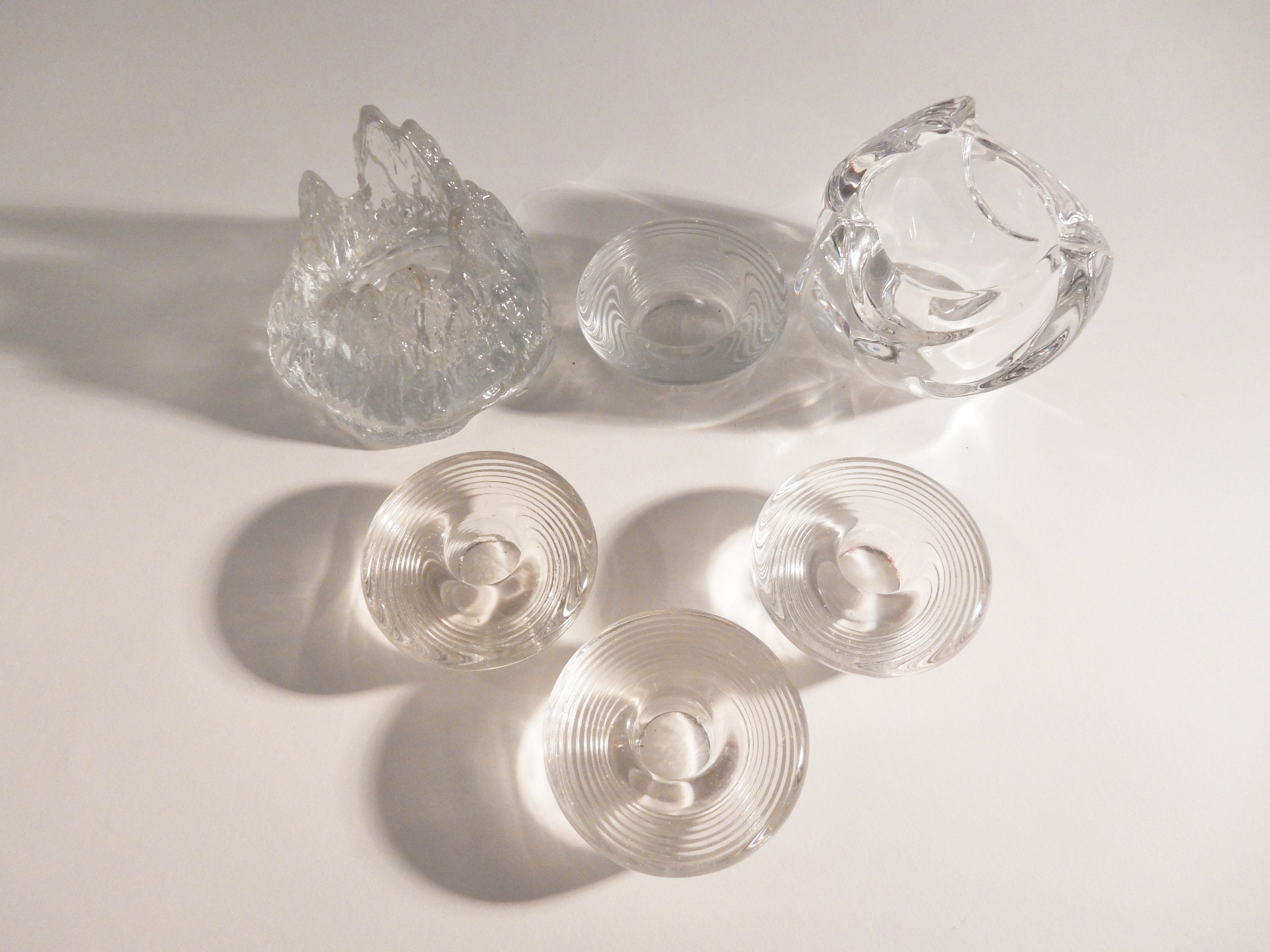 Niet of onleesbaar gesigneerd - Holmegaard en Nybro kaarshouders - 6x Scandinavisch design kopen? Bied vanaf 1!