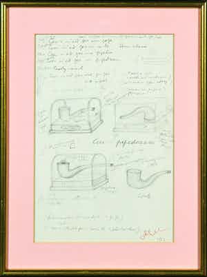 Luca Maria Patella - Potlood- en pentekening, Ceci ... pipedream - Ingelijst verkocht voor € 1!