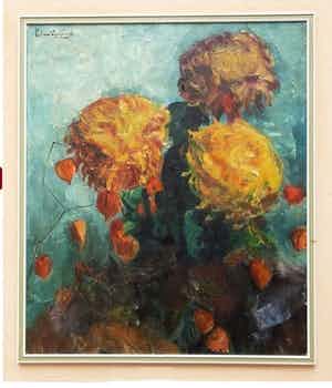 Piet van Wijngaerdt - ** PRIJS VERLAAGD ** Vaas met bloemen - mooi groot kunstwerk verkocht voor € 575!