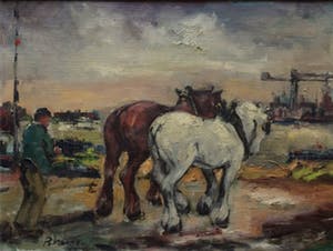 Rene Morren - Trekpaarden aan de haven. kopen? Bied vanaf 120!