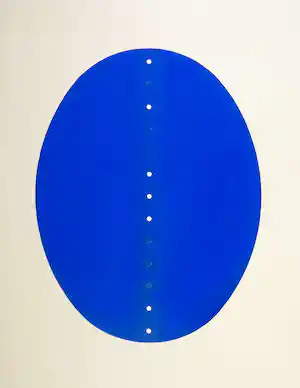 Lucio Fontana - Gesigneerde zeefdruk op rhodoïd, Concetto spaziale verkocht voor € 2400!