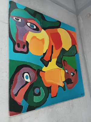 Karel Appel - De gedresseerde circuskoe met dansende kat kopen? Bied vanaf 650!