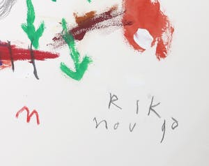 Rik van Iersel - Gemengde techniek op papier, Abstracte compositie kopen? Bied vanaf 120!