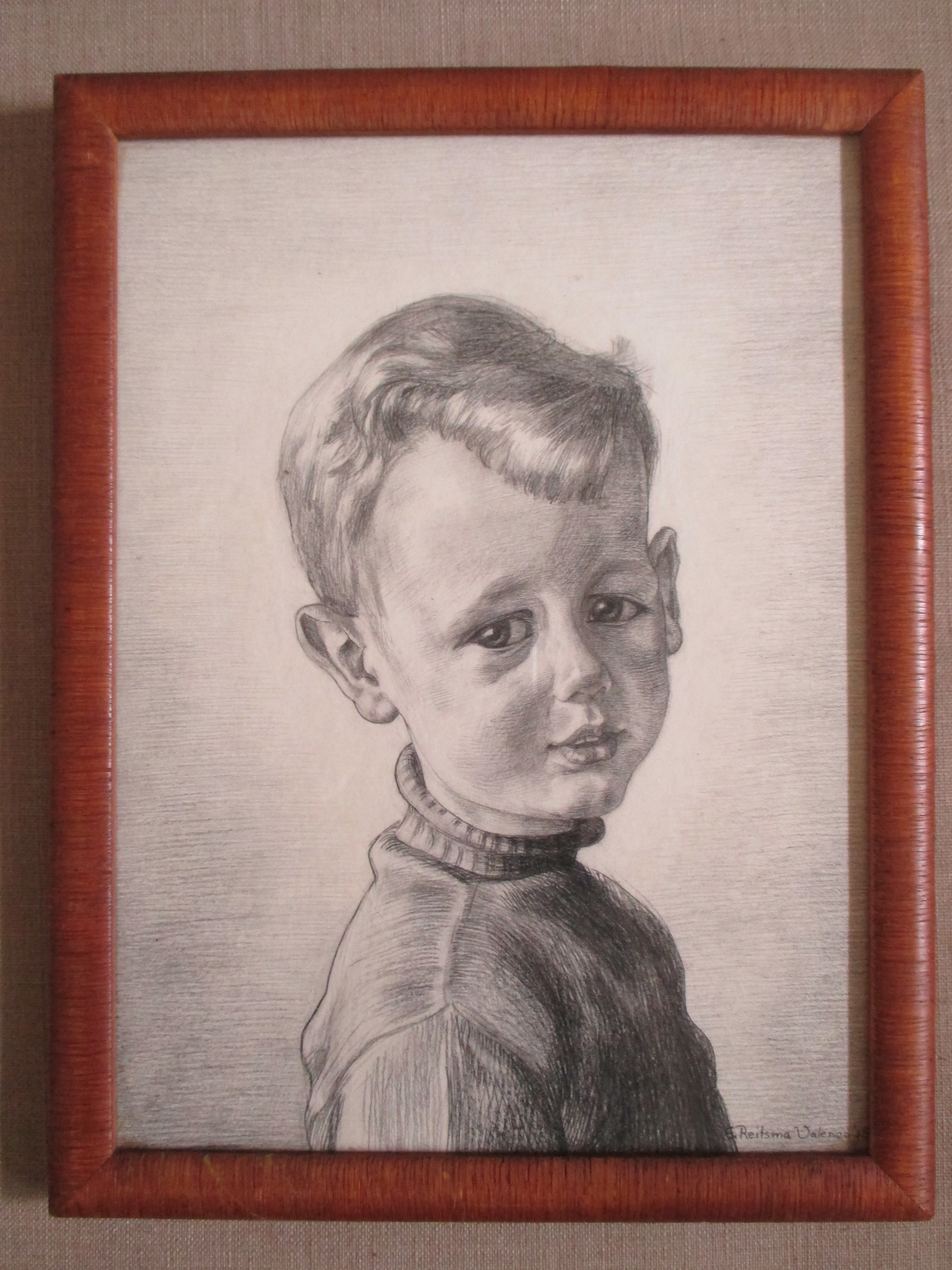 Engelien Reitsma-Valenca - Ingelijste tekening jongen kopen? Bied vanaf 30!