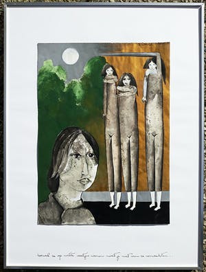 Ans Wortel - Hoewel ze op witte voetjes wonen…, gouache (ingelijst) kopen? Bied vanaf 350!