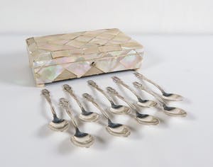 2e gehalte zilveren mokka-lepels - Gebroeders Wolffers Brussel kopen? Bied vanaf 120!