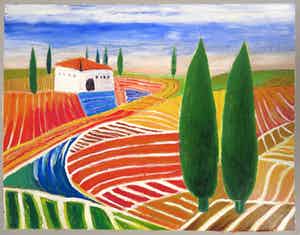 Niet of onleesbaar gesigneerd - Acryl op doek, Landschap (Zeer groot) verkocht voor € 1!