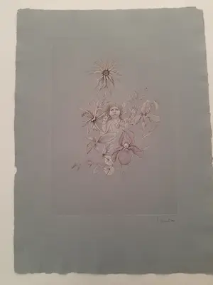 Leonor Fini - Ets, Titel, "Fillette aux fleurs" (Meisje met bloemen). kopen? Bied vanaf 45!