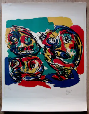 Karel Appel - Litho: Three heads kopen? Bied vanaf 495!