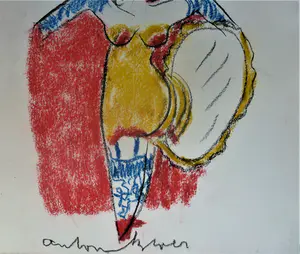 Anton Heyboer - Vrolijke kleurige danseres die in spiegel kijkt kopen? Bied vanaf 250!