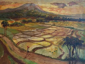 Niet of onleesbaar gesigneerd - Olieverf op doek , Indonesië ? , “Man met Eenden” - 70 x 90 cm kopen? Bied vanaf 10!