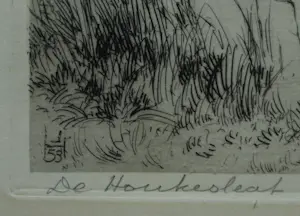 Johan Hemkes - Ets , De Houkesleat (Houkesloot) in Friesland - 1959 kopen? Bied vanaf 1!