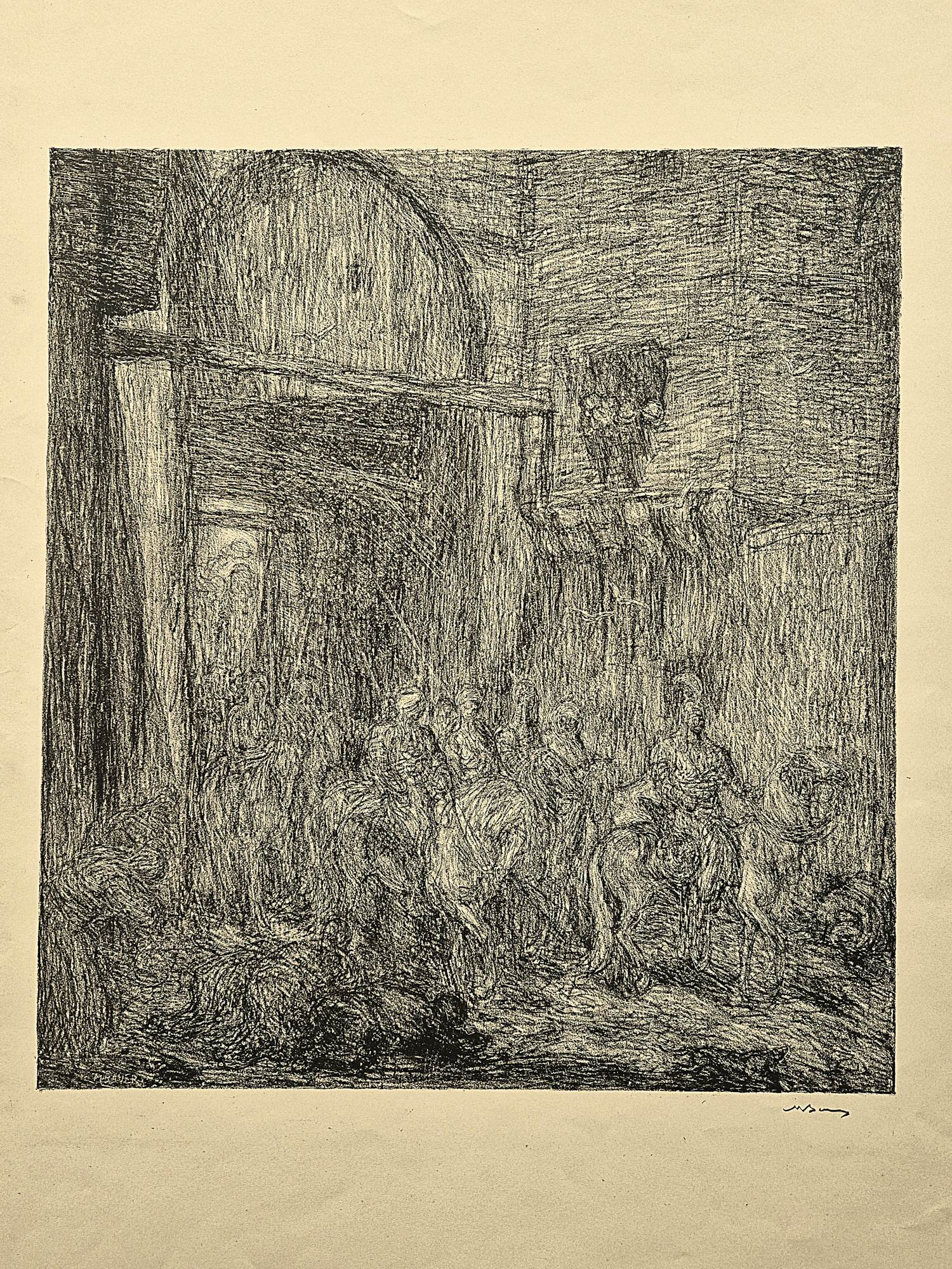 Marius Bauer - circa 1900 - grote lithografie " intocht Kavallerie in Algiers"potloodgesigneerd kopen? Bied vanaf 58!