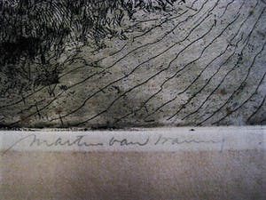 Martin van Waning - Mooie grote Droge Naald Ets - de Kust op Schiermonnikoog - gesigneerd kopen? Bied vanaf 29!