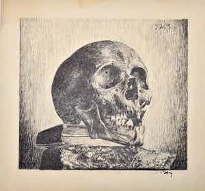 Wim Motz - Schedel op boek verkocht voor € 35!