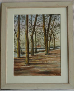 Niet of onleesbaar gesigneerd - Ingelijste aquarel , “Bosgezicht“ kopen? Bied vanaf 1!