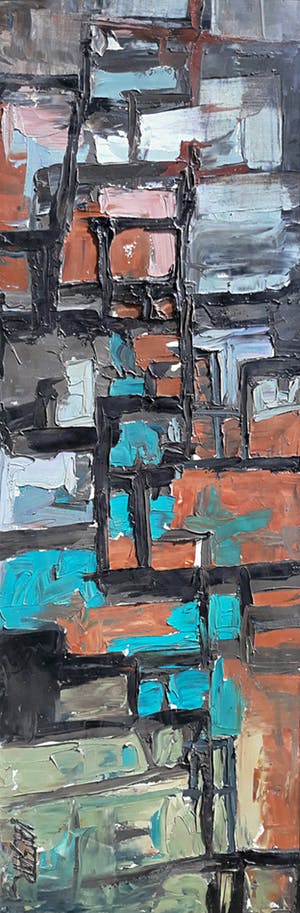 Henk Valstar - Geometrisch abstract, olieverf op doek (ingelijst, groot) kopen? Bied vanaf 150!