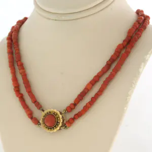 14k geel gouden slot met twee rijïge parel collier - 40 cm kopen? Bied vanaf 140!