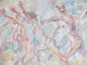 Carl C. van Niekerk - Dansende naakte vrouwen - Gemengde techniek kopen? Bied vanaf 40!