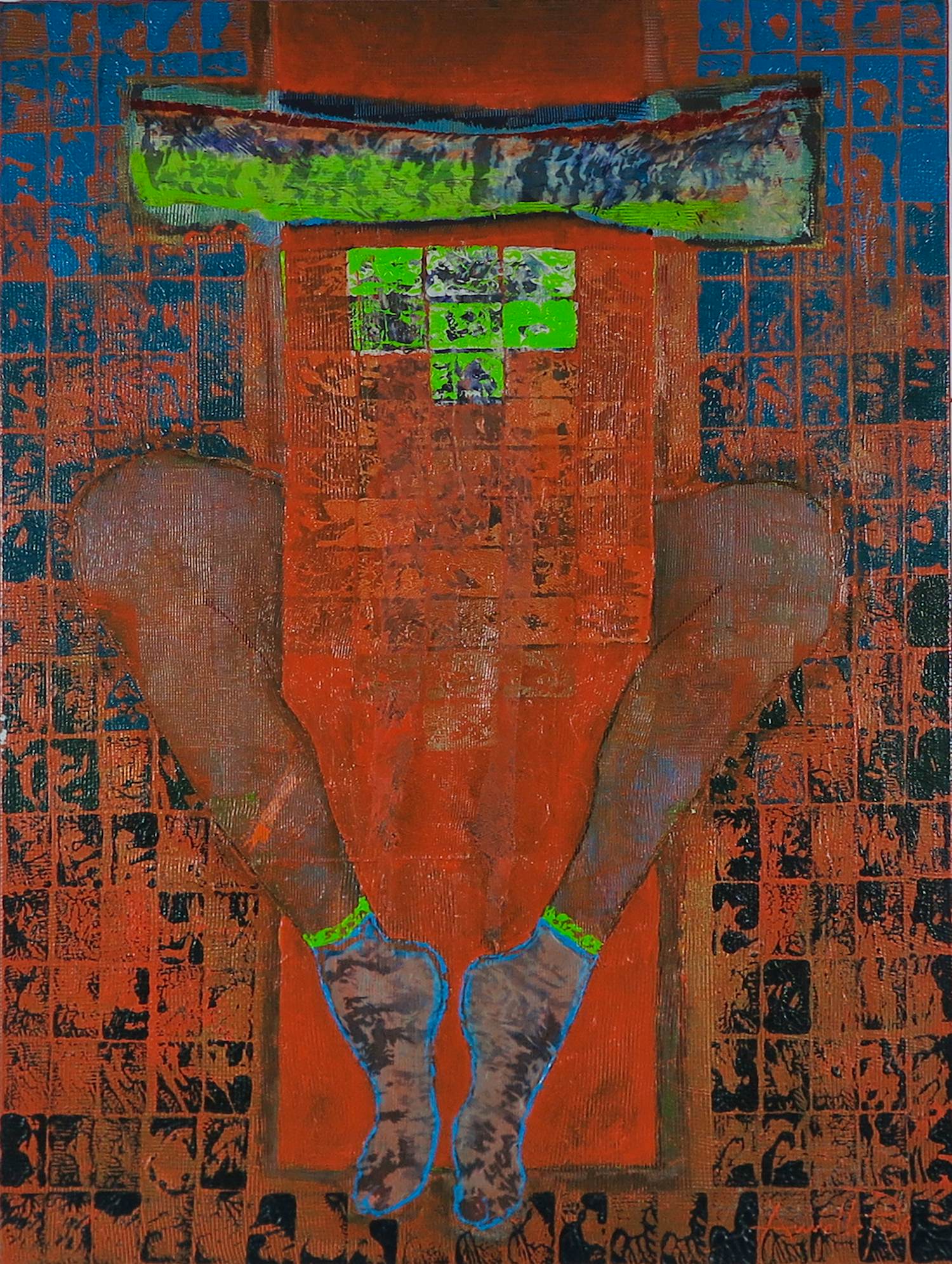 Annette van Roosmalen - Gemengde techniek op doek, Vasthoudend (Groot) verkocht voor € 20!