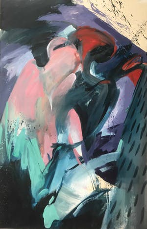 Jozef Pakulski - Beweging in de ruimte - acryl op board (ingelijst, groot) kopen? Bied vanaf 1!