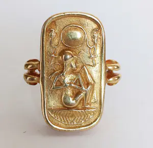 Antieke Egyptian Revival ring Farao Art Deco goud op zilver mt 19,3 kopen? Bied vanaf 75!