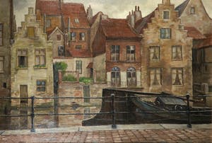 Augustinus van der Linde - Olieverf op jute, Gent - Ingelijst (Groot) kopen? Bied vanaf 1!