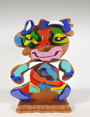 Roja Ting - Tweezijdig beschilderd houten sculptuur kopen? Bied vanaf 350!