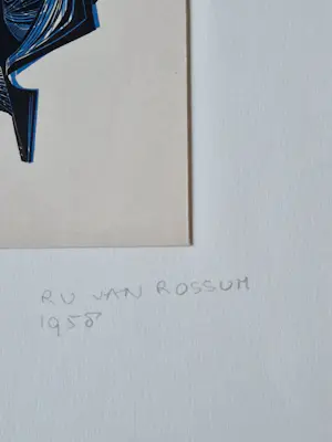 Ru van Rossem - mooie, in 1958 gemaakte kleuren lithografie "de strijd tussen licht en donker" kopen? Bied vanaf 20!