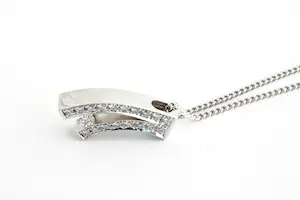 85 - Fijn 14Krt witgouden gourmette collier & (0.15ct) diamanten hanger kopen? Bied vanaf 190!