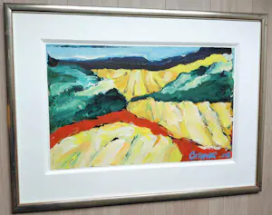 Jan Cremer - Toscaans landschap, olieverf op dik papier (mooi ingelijst, groot!) kopen? Bied vanaf 2995!