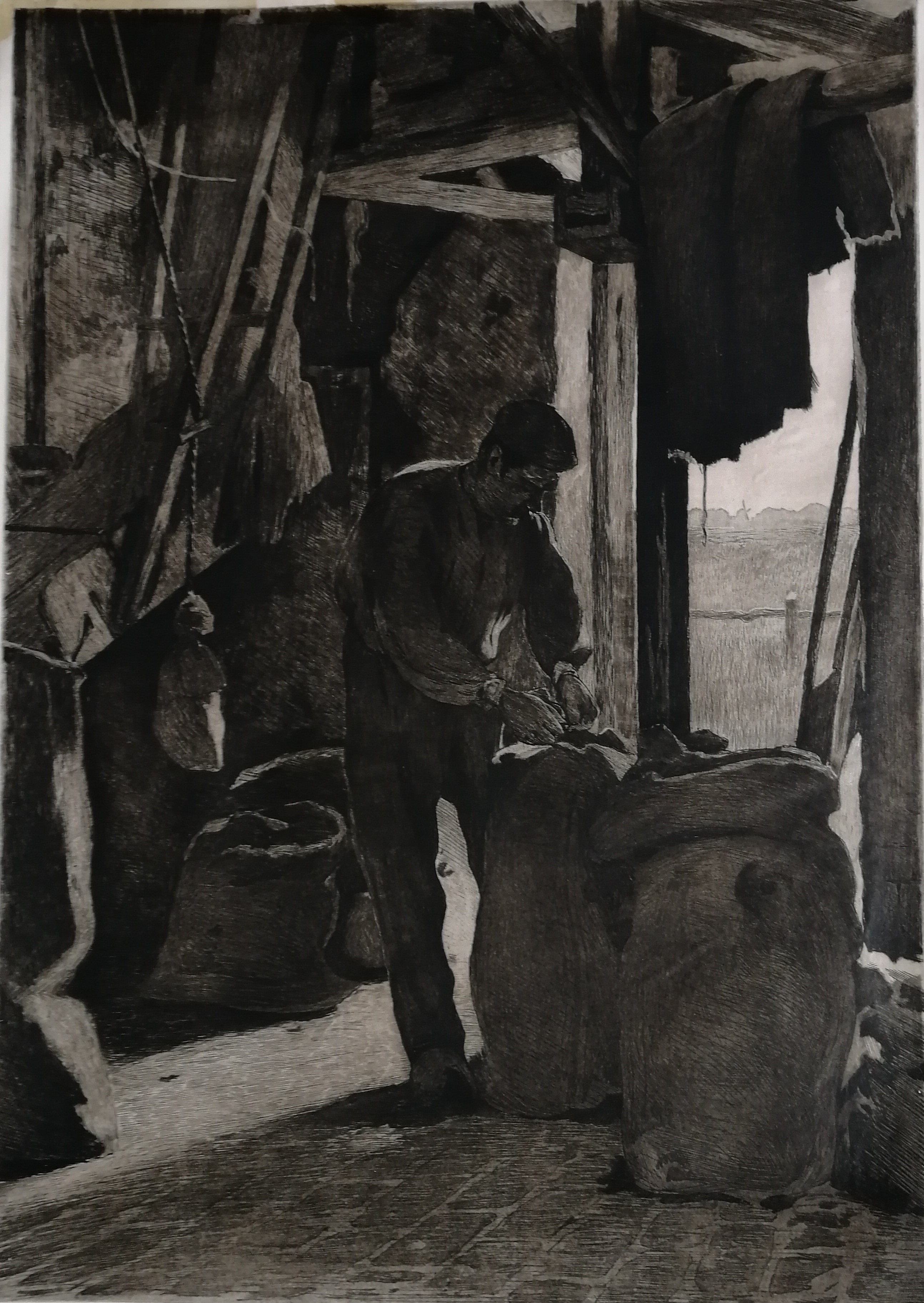 Willem Witsen - Molenaar met open deur verkocht voor € 75!