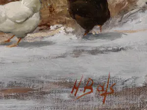Hilaire Bals - Winterlandschap met kippen kopen? Bied vanaf 295!