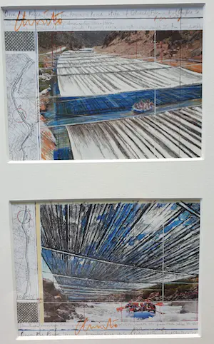 Christo - Twee gesigneerde kunstkaarten - Over the River (Volz foto's) - Ingelijst kopen? Bied vanaf 125!