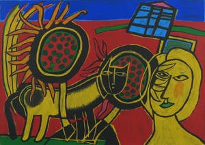 Corneille - Zeefdruk, La maison bleue - Ingelijst kopen? Bied vanaf 250!