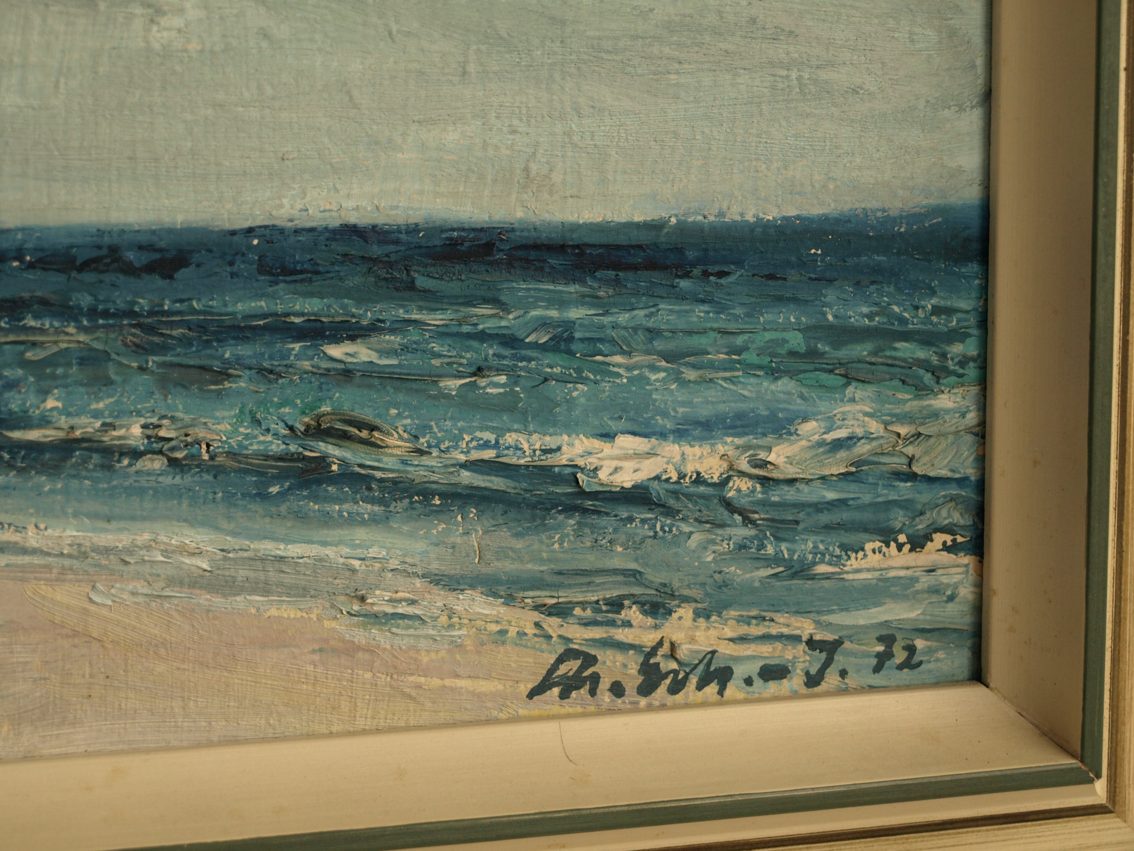 Niet of onleesbaar gesigneerd - Olieverf op paneel , Aan de kust – gesigneerd & ingelijst – 1972 kopen? Bied vanaf 1!