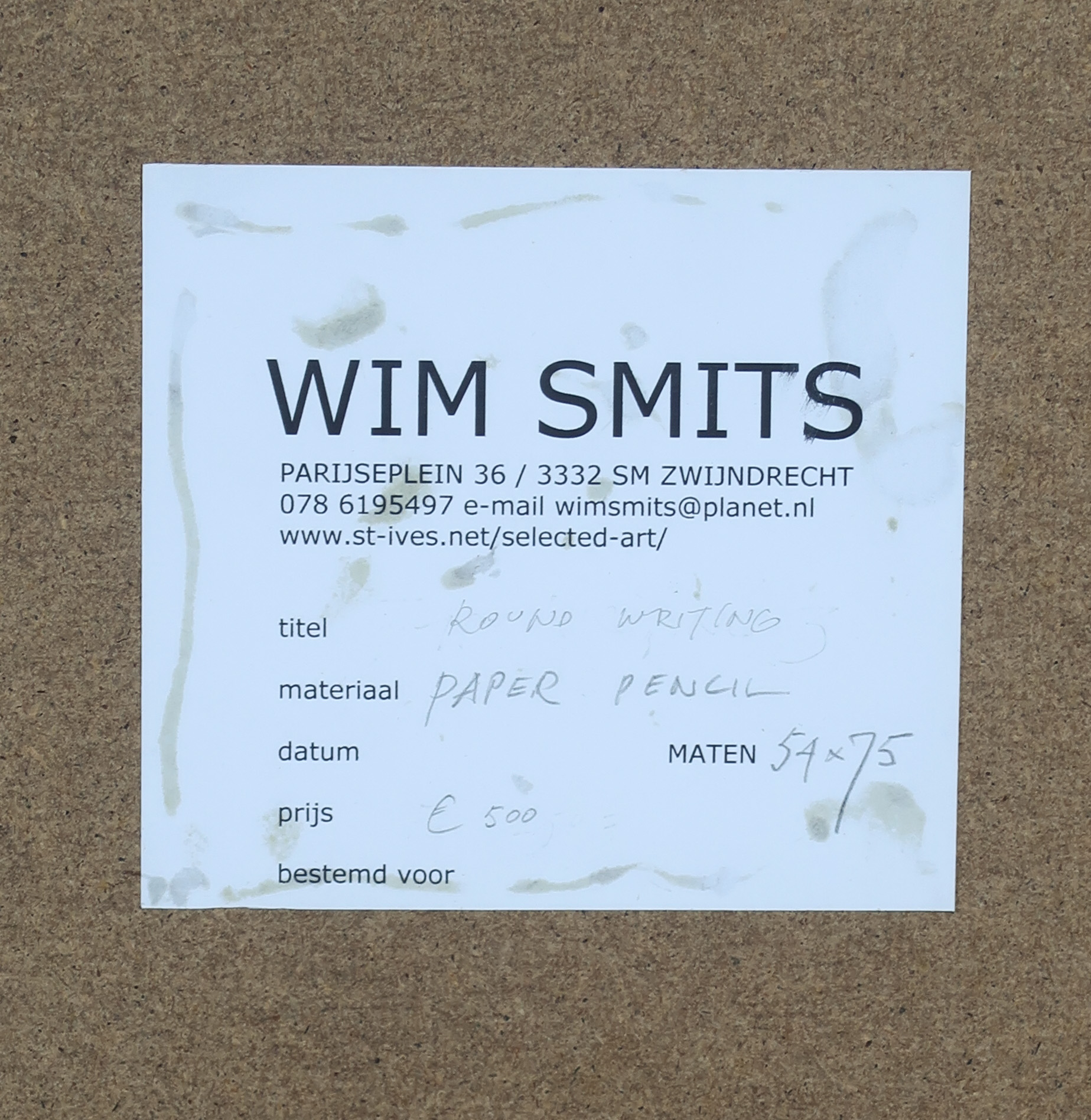 Wim Smits - Potlood tekening, Round writing circle - Ingelijst kopen? Bied vanaf 100!