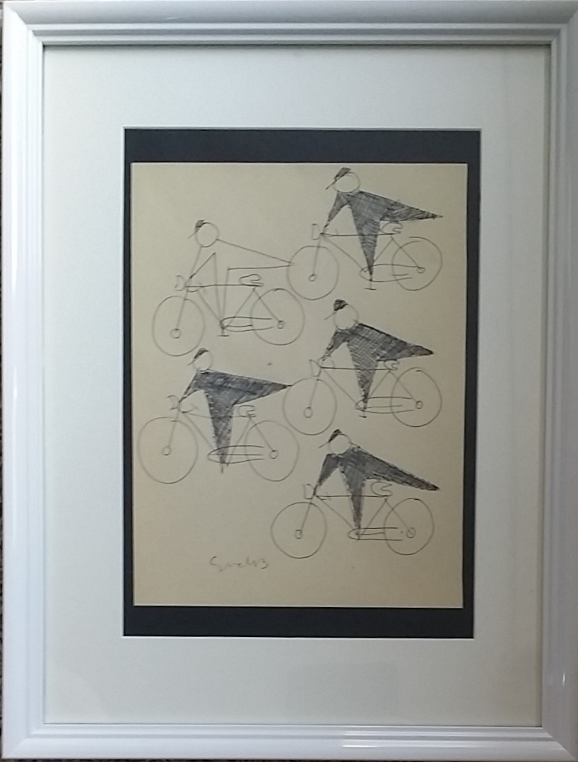 Siep van den Berg - Wielrenners - Originele inkttekening verkocht voor € 200!