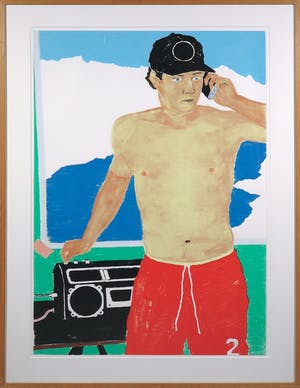 Koen Ebeling Koning - Zeefdruk, Z.T. Bij het zwembad - Ingelijst (Groot) kopen? Bied vanaf 40!