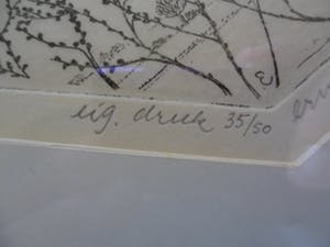 Erna van Mondfrans - Ets. Titel,"Een duifje in balans". kopen? Bied vanaf 30!