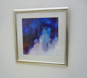 Harry van der Wee - Compositie in Blauw, Techniek:gem techniek/papier, kopen? Bied vanaf 200!