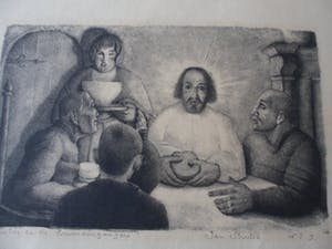 Jan Strube - Litho Titel. Christus en de Emmaüsgangers. kopen? Bied vanaf 40!